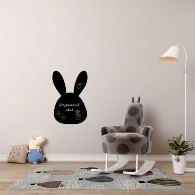 Adhesivo de pizarra con forma de conejito (conejo) | decoración de pared para niños