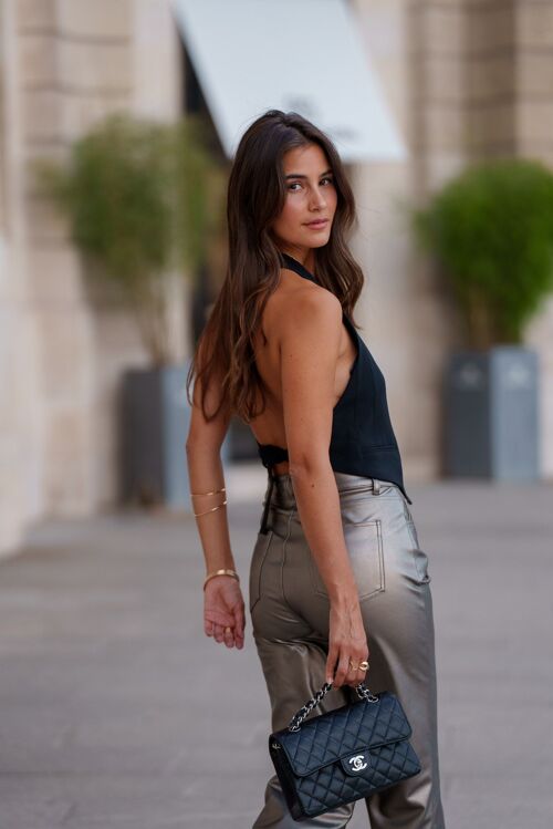 Pantalon droit en cuir SOLANGE