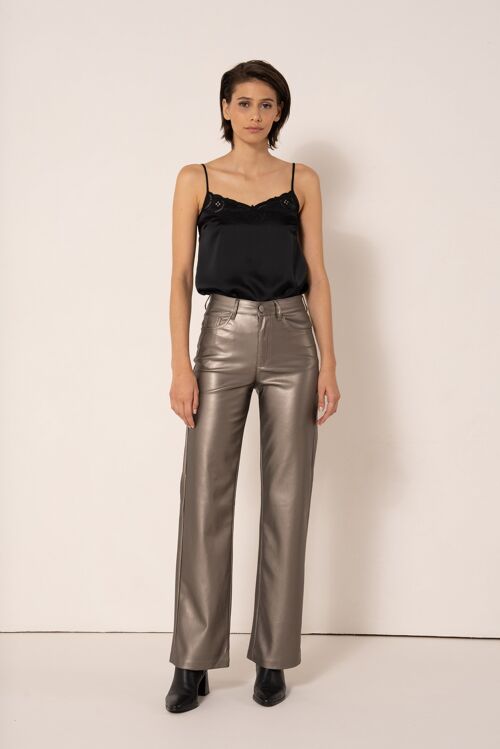 Pantalon droit en cuir BARBARA