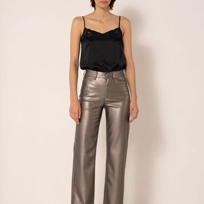 Pantalon droit en cuir BARBARA