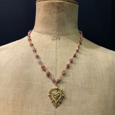 Verona-Halskette – große rosa Perlen