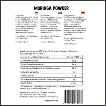 Cupplement - Poudre de Moringa Oleifera 60 grammes - Biologique - Scoop gratuit - Pas de capsules de Moringa ni de thé - Superaliments 10