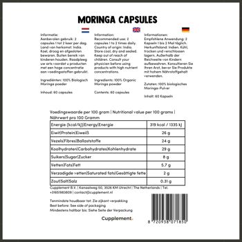 Cupplement - Capsules de Moringa Oleifera 60 pièces - Bio - Sans poudre ni thé de Moringa - Superaliments 8