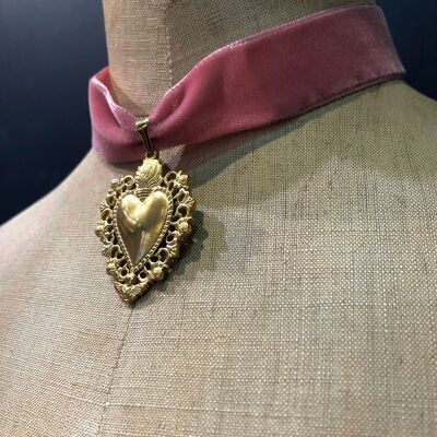 Romeo-Halskette – Halsband aus rosa Samt