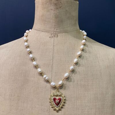 Tybalt-Halskette – große weiße Perlen