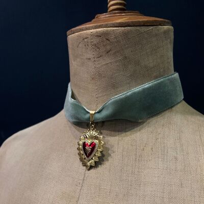 Tybalt-Halskette – Halsband aus grünem Samt