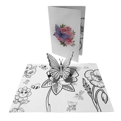 Butterfly in 3D on a rose - pack