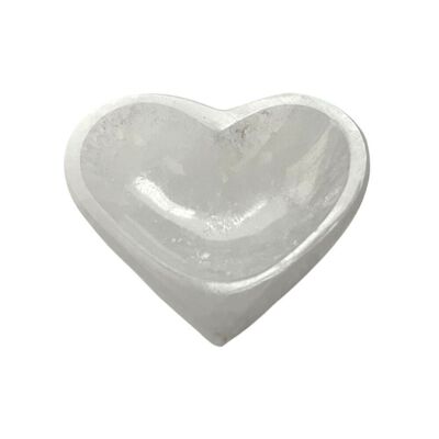 Ciotola a forma di cuore in selenite, 6 cm