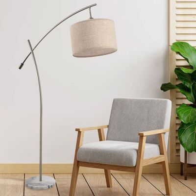 Vadra Floor Lamp: Contemporary Design, Adjustable, Fabric Lampshade, Elegant Style in Solid Iron