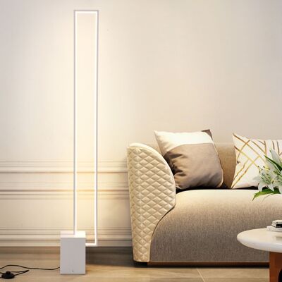 Lámpara de pie Quadra blanca: diseño elegante, 3 tonos de luz, mando a distancia incluido, iluminación LED moderna