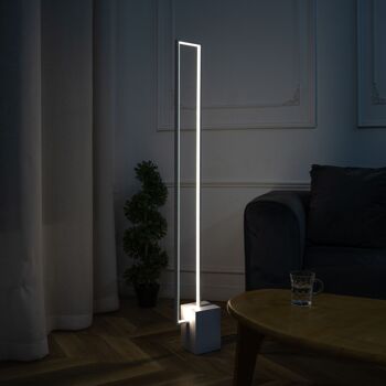 Lampadaire Quadra Blanc: Design Épuré, 3 Tons de Lumière, Télécommande Incluse, Éclairage LED Moderne 4