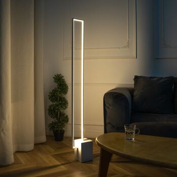 Lampadaire Quadra Blanc: Design Épuré, 3 Tons de Lumière, Télécommande Incluse, Éclairage LED Moderne 10