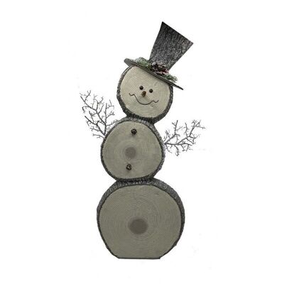 Bonhomme de neige déco imitation bois 38x10 H78cm