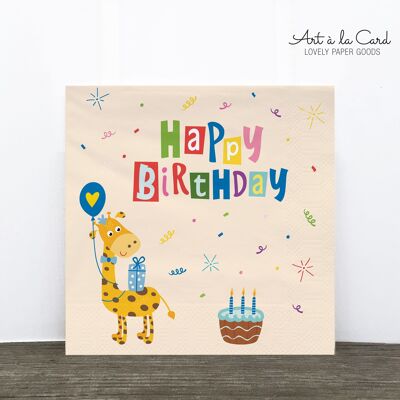 Serviette : Anniversaire Girafe