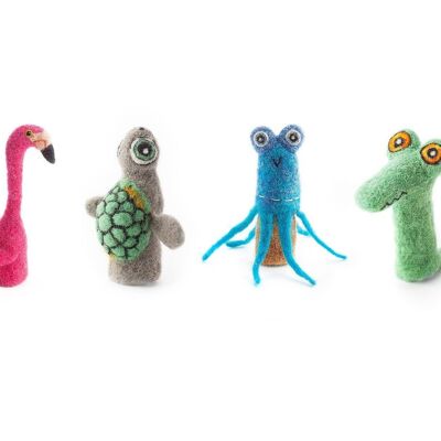 Colección de marionetas de dedo de criaturas acuáticas