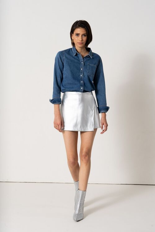 Jupe short en cuir SILINE