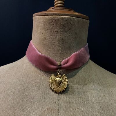 Collana Benvolio - Girocollo in velluto rosa