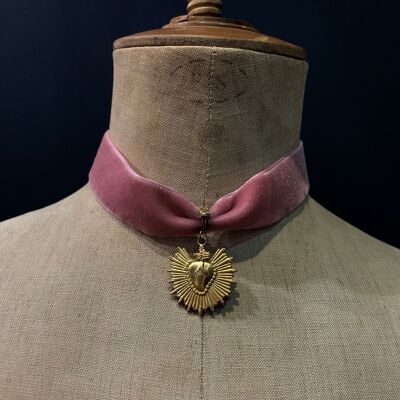 Benvolio-Halskette – Halsband aus rosa Samt