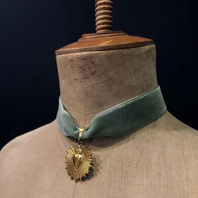 Benvolio-Halskette – Halsband aus grünem Samt