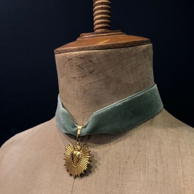 Collier Benvolio - choker en Velours Vert