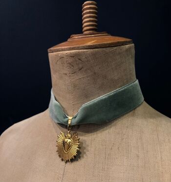 Collier Benvolio - choker en Velours Vert 1