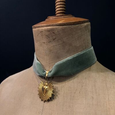 Benvolio-Halskette – Halsband aus grünem Samt