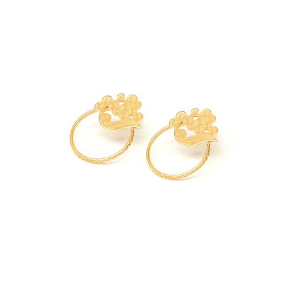 Mimosa mini creole pompom earrings