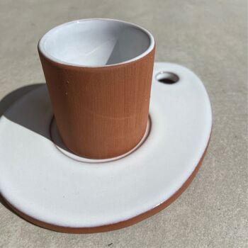 Petite tasse à café sans anse, artisanale et Marocaine avec sa soucoupe design 3