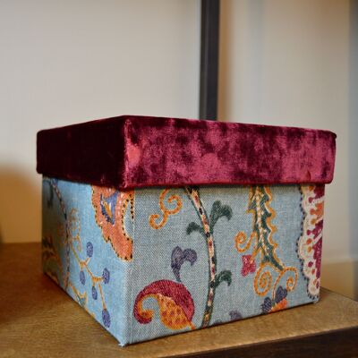 Decorative Box in Velvet and printed fabric Eugenia