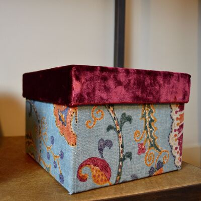 Decorative Box in Velvet and printed fabric Eugenia