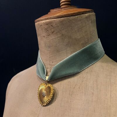 Rosaline-Halskette – Halsband aus grünem Samt