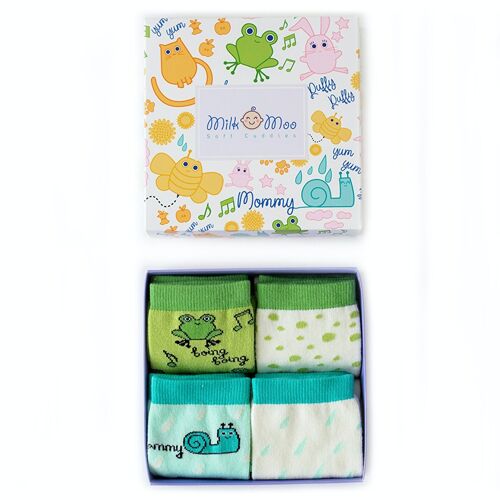 Milk&Moo Cacha Frog And Sangaloz 4 Piece Baby Sock Set, 0-12 Months