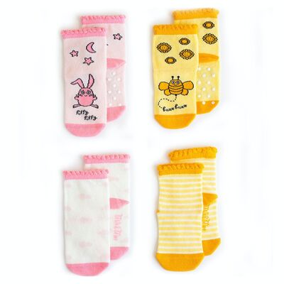 Milk&Moo Buzzy Bee And Chancin 4 Piece Baby Sock Set