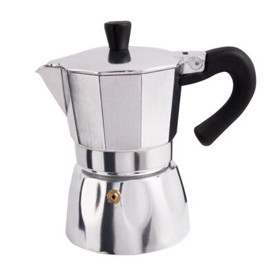 Biggcoffee Hes-3 Macchina per caffè espresso, Moka, 3 tazze, 120 ml, Grigio e Nero, Caffettiera