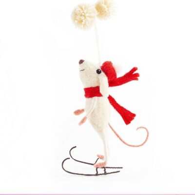 Decoración navideña del ratón patinador