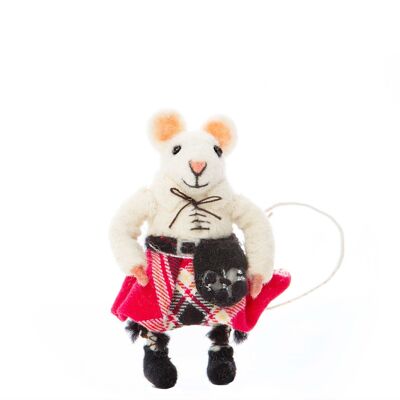 Ratón escocés con falda escocesa roja