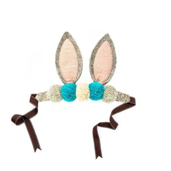 Oreilles de lapin à pompons, turquoise