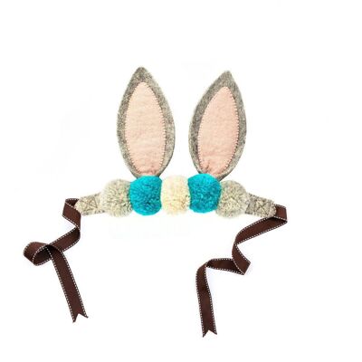 Oreilles de lapin à pompons, turquoise