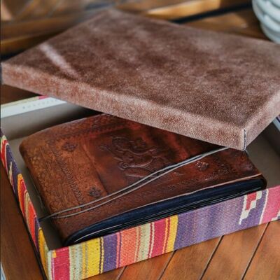 Decorative Box in Ethnic fabric and Leatherette -Din A4