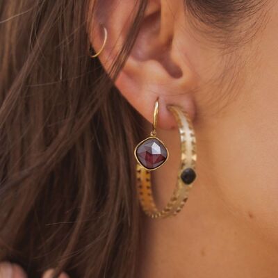 Mini gold Léa hoop earrings - 10MM cut crystals