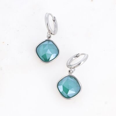 Mini silver Léa hoop earrings - 10MM cut crystals