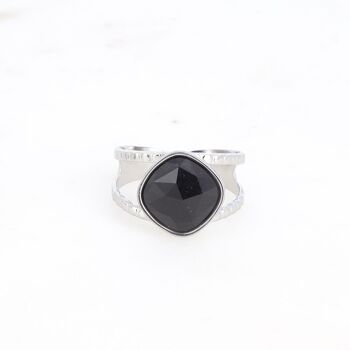 Bague Léa argentée - cristaux taillés 10MM 1