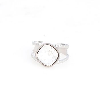 Bague Léa argentée - cristaux taillés 10MM 6