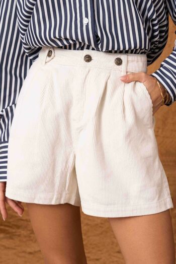 Short en velour ROSIE BLANC 3