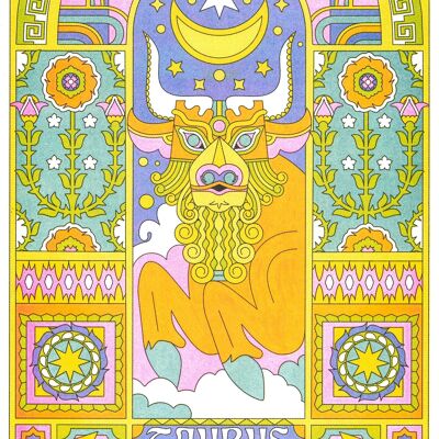 Taurus Zodiac Poster Astrology - "Taureau" - Nolan Pelletier