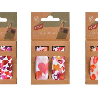PROF ECO LINE BLISTER 2 ELECT HEART LIGHTERS