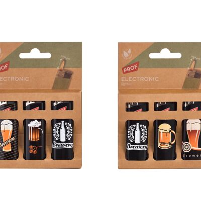 PROF ECO LINE BLISTER 3 ELECT LIGHTERS BEER DECOR
