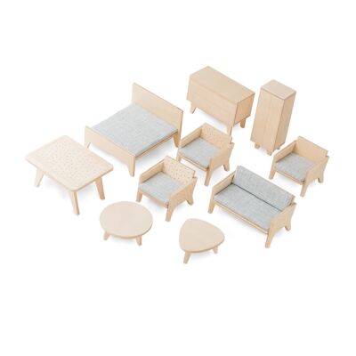 Muebles de madera para casa de muñecas, Muebles en miniatura.