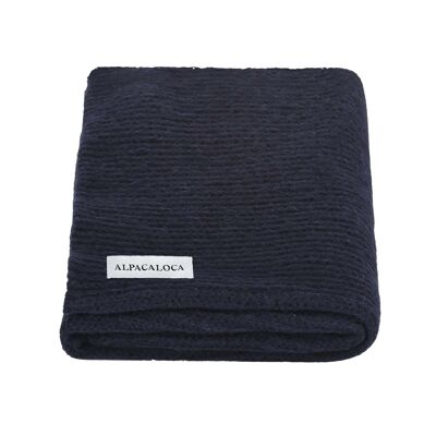 Scarf/Shawl Knitted Navy - Alpaca Wool