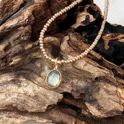 Aqua kyanite beaded necklace